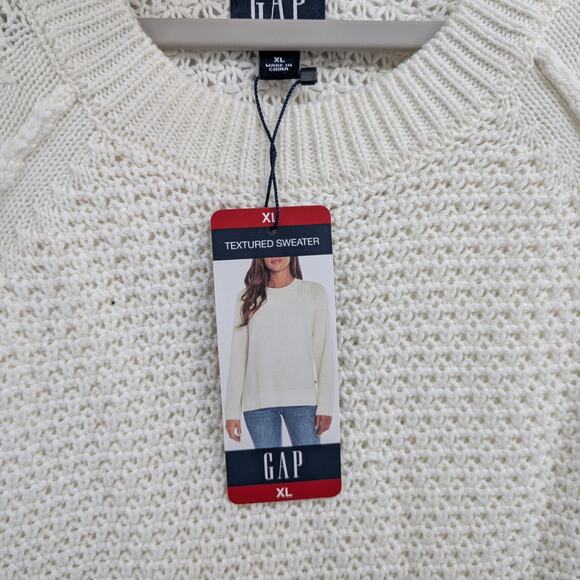 GAP Chunky Loose Knit Sweater XL Cream QLN0253S Marshmallow Textured Everyday - Picture 7 of 13